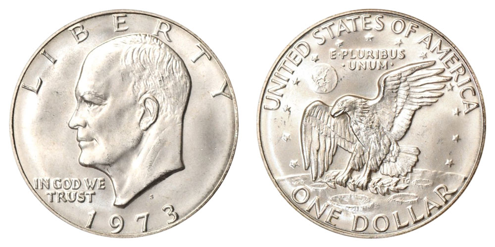 1973-S Eisenhower silver dollar obverse and reverse